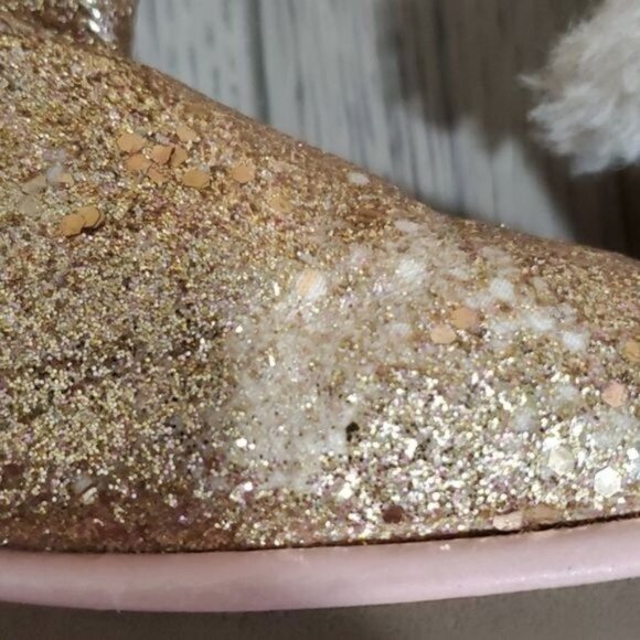 Juicy Couture Boots Bling Glitter Winter Snow Furry Gold Pink Big Girls SIZE 3 - Picture 10 of 16